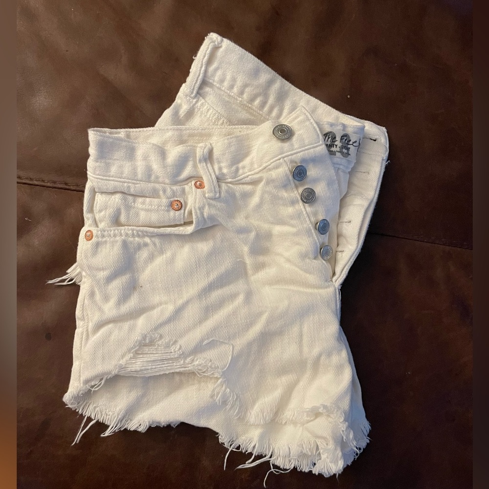 Free People White Jean Shorts